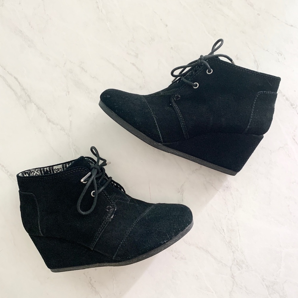 Toms Desert Wedge Bootie Suede Booties
